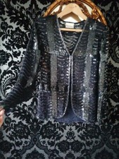 Vintage Frank Usher Black Sequined Jacket Size S