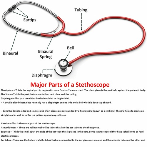 Estetoscopio profesional médico EMT de doble cabeza para médico enfermera veterinario estudiante atención médica - Imagen 3 de 7