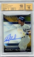 2015 Finest Greats Rickey Henderson GOLD Refractor AUTOGRAPH /50 BGS 10 PRISTINE