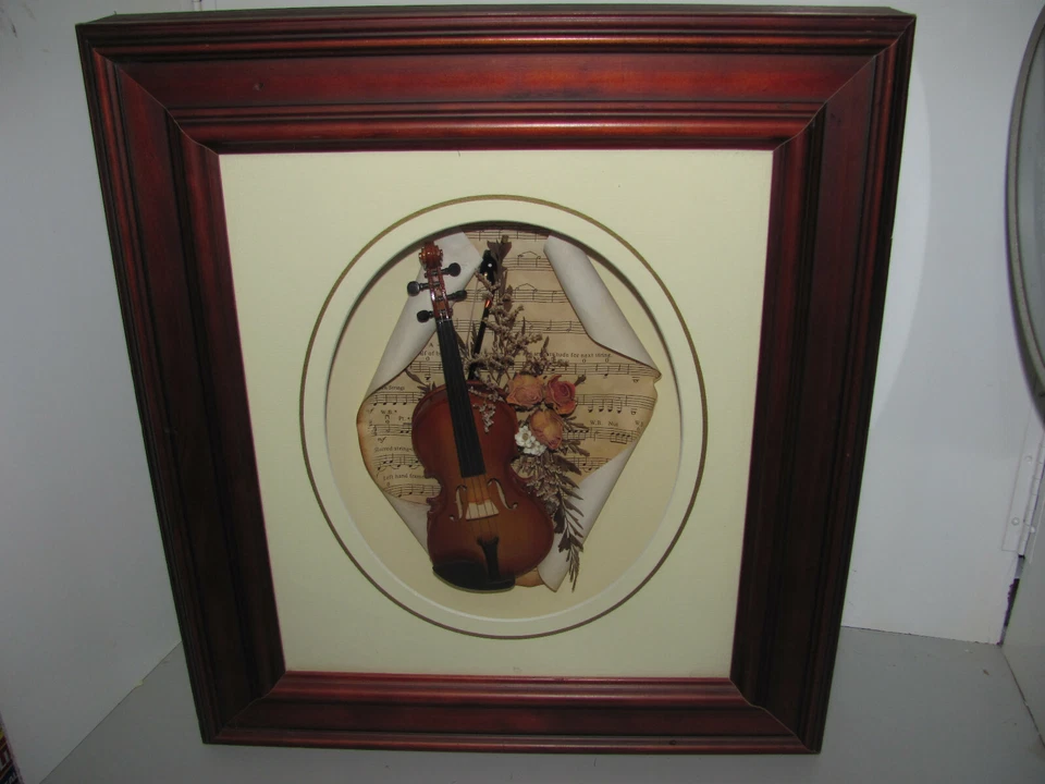 Large Violin Shadow Timber Box Wall Hanging Decorative Inlayed VG Condition - Изображение 2 из 4