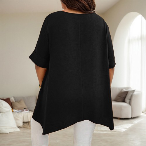 Plus Size 18-26 Women Baggy Solid Tunic Tops Summer Pocket Casual T-Shirt Blouse - Picture 14 of 30