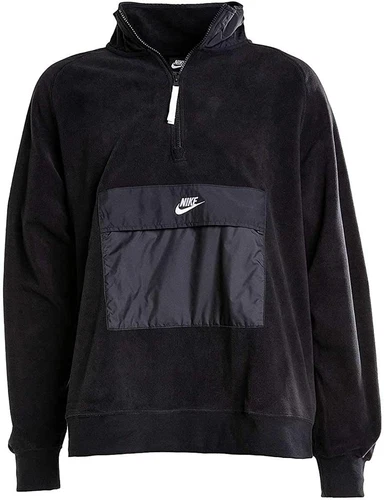 Nike Sportswear Half Zip Fleece Pullover Black White Cj4545-010 Size Small