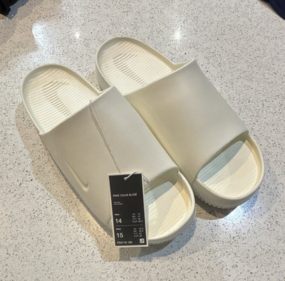 Nike Calm Slide FD4116-100 Beige Men s Rubber Slip-On Slide Sandal US 14