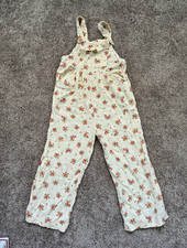 ZARA Girls Floral Sleeveless Jumpsuit Size 8 128 cm Ivory Pink Adjustable