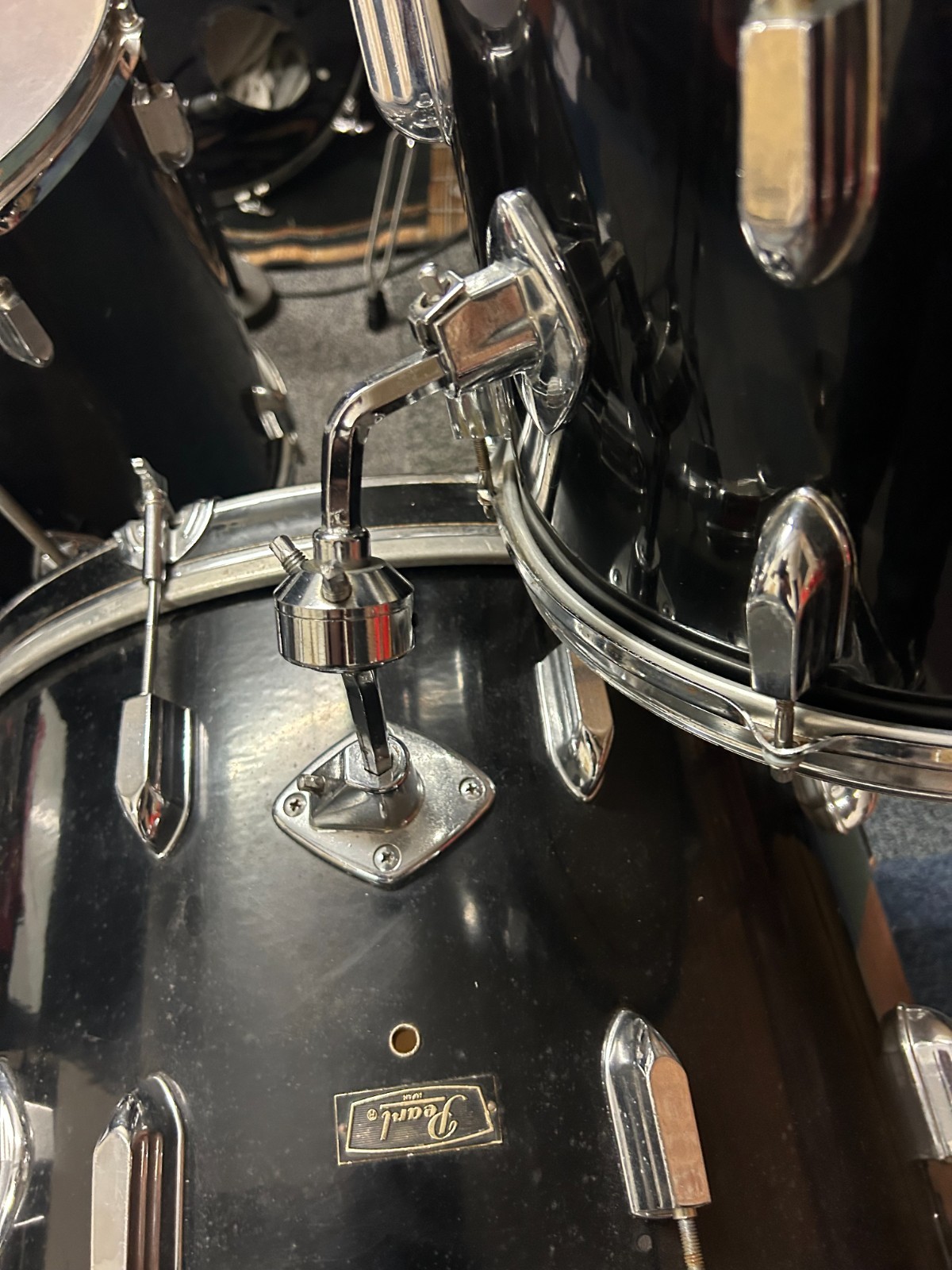 VINTAGE PEARL 22''/13''/16'' Drums Shell Pack Black Made in Japan photo 18