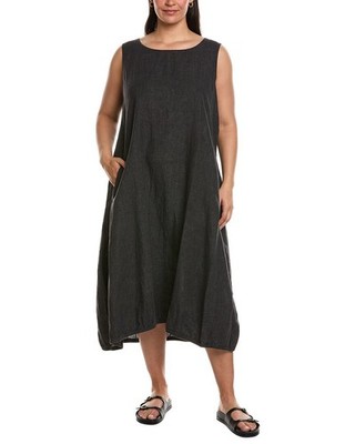 Eileen Fisher Plus Lantern Linen Maxi Dress Women's