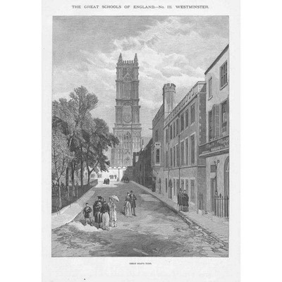 WESTMINSTER SCHOOL Great Dean's Yard - Antique Print 1890