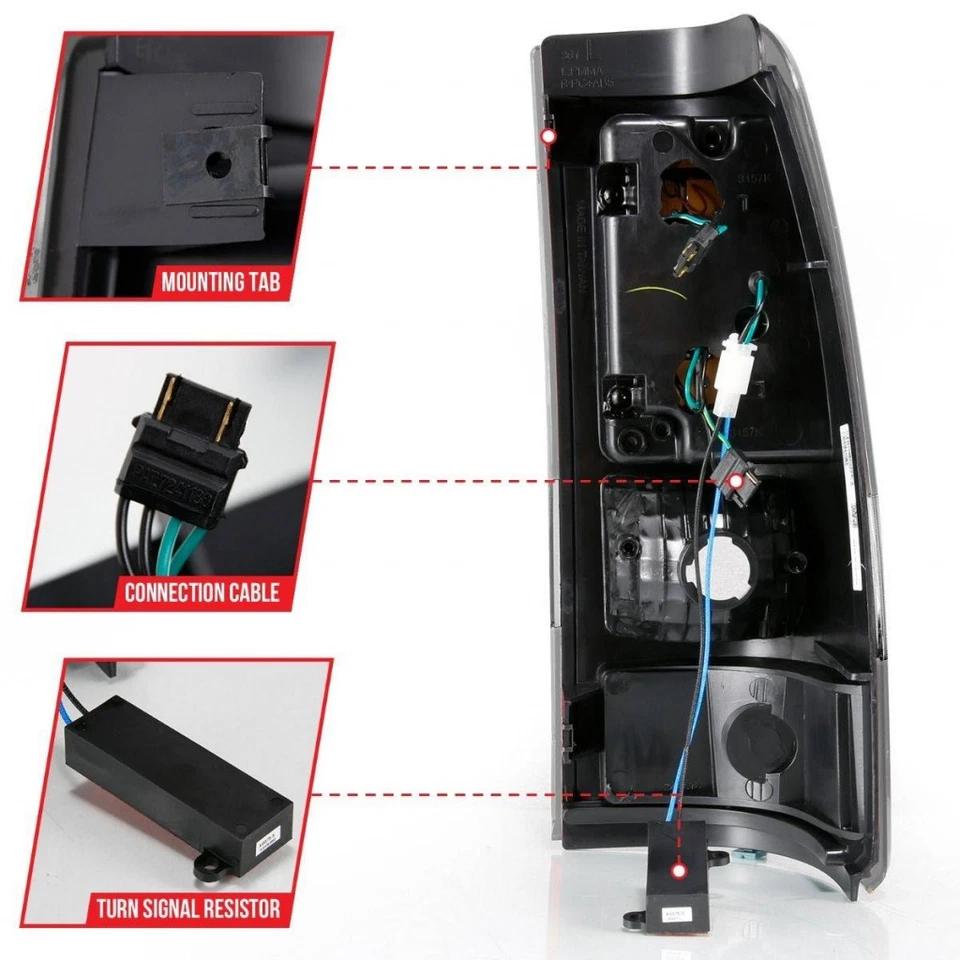 ANZO For GMC Sierra 1500 1999-2006 Tail Lights - Plank Style Black w/Clear Lens - Image 2 of 4