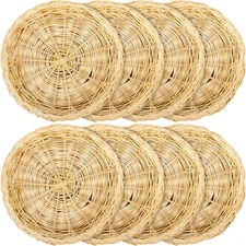 8 Pack Bamboo Paper Plate Holders 10” Wicker Basket Reusable Plate Display