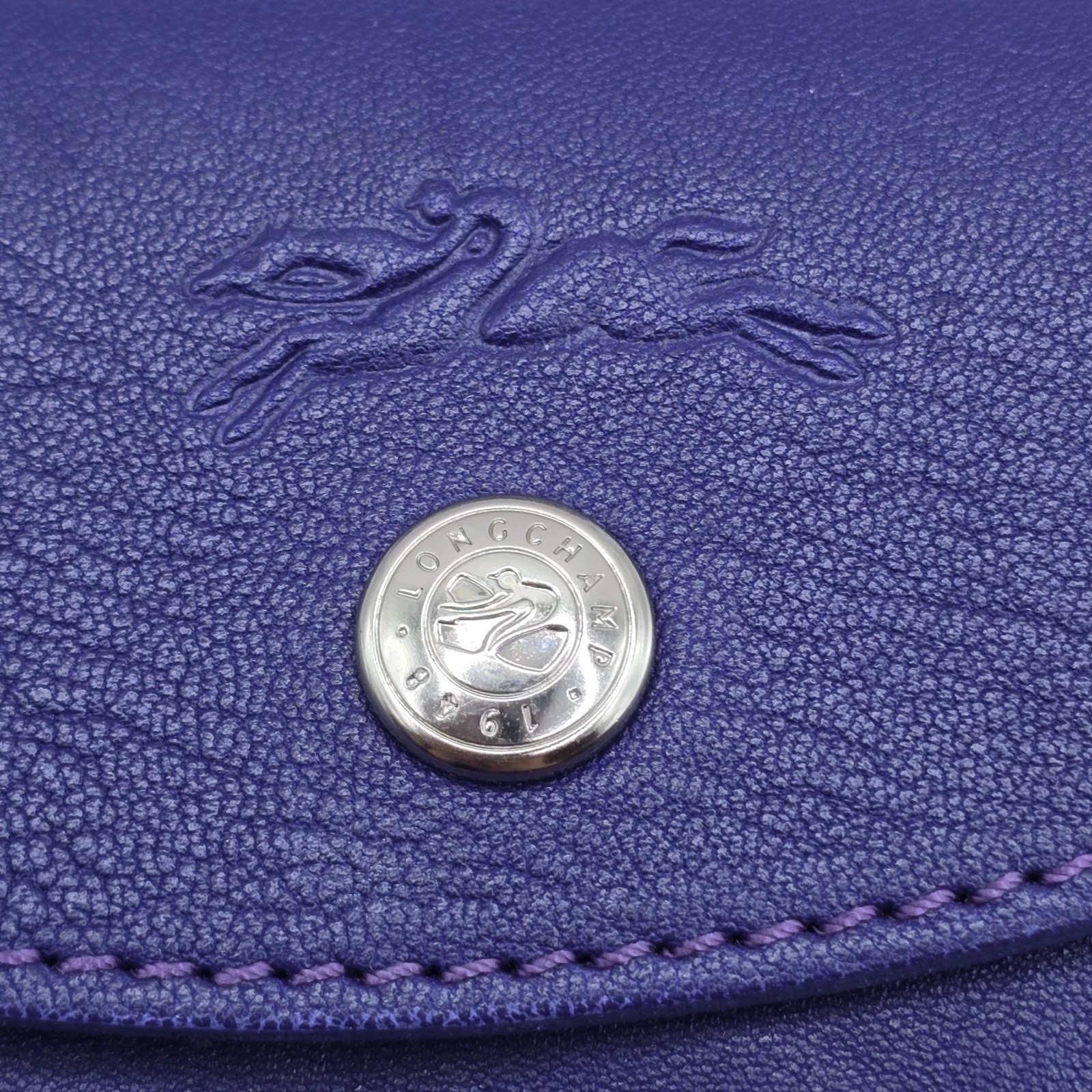 LONGCHAMP LARGE LE PLIAGE GENUINE LEATHER - Deep Purple Limited Edition NEW image 10