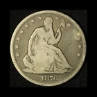 1876-S Seated Liberty Half Dollar- Free Shipping USA