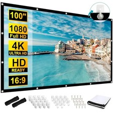 100-Inch Projector Screen 16:9 Double-Sided Foldable - Foldable