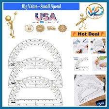 3 Pack 6-Inch Clear Plastic Protractors Geometry School Classroom Supplies