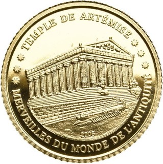 Künker: Elfenbeinküste 1500 Francs 2007 Artemis Tempel 1g 917er Gold PP!