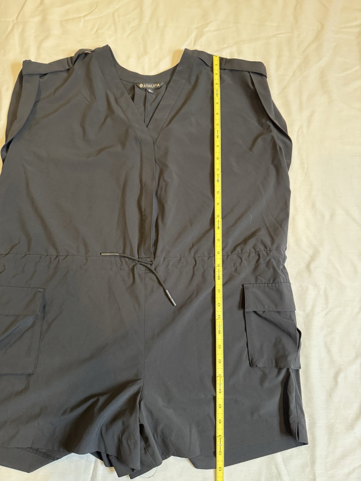 Athleta Sutton Drawstring Romper Size 16 Black Ca… - image 6