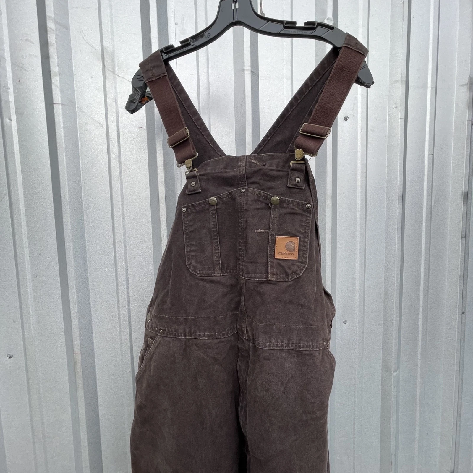 Carhartt R06 DKB Bib Overalls Mens 44x32 Dark Brown Arctic Duck Workwear Outdoor