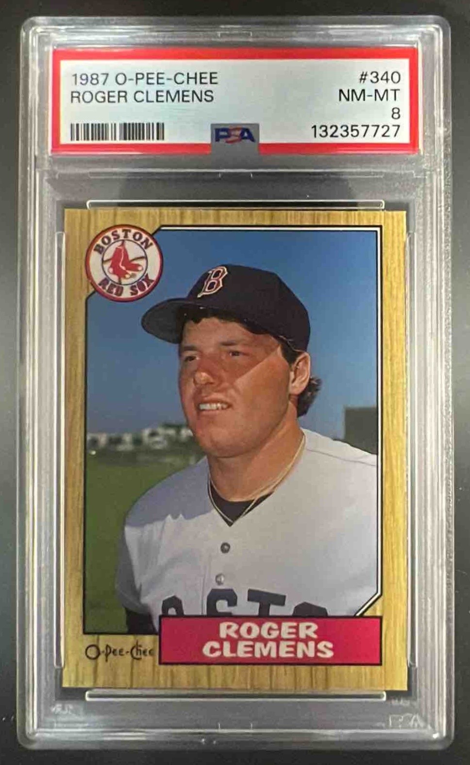 1987 O-Pee-Chee Baseball Roger Clemens #340 Boston Red Sox PSA 8