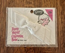 Vintage Goody Velvet Glamour Bow On Curl Clip New In Original Pkg White 2614