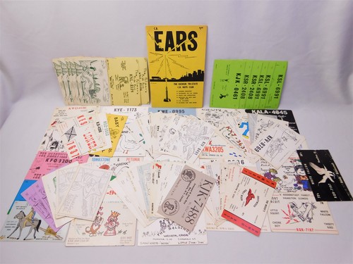 74 Pcs Vintage C.B Radio Cards & Radio Club Magazine Communication Contacts