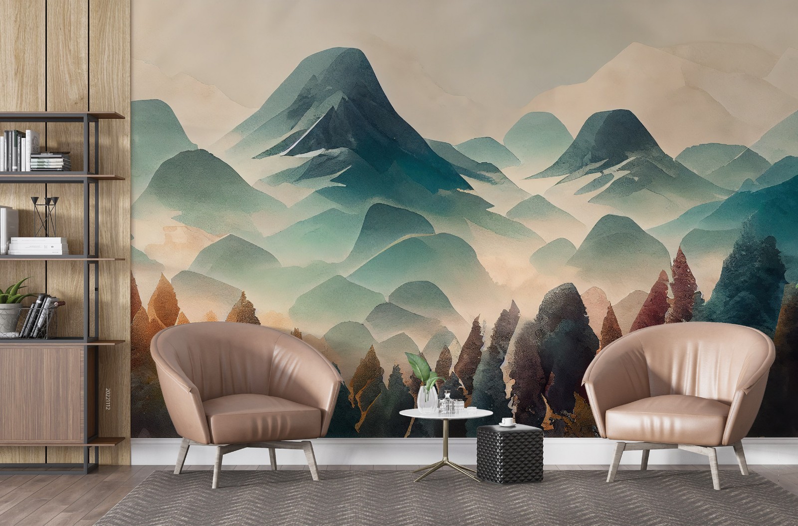 3D Mountain Forest Abstract Watercolor Wall Murals Wallpaper Murals Wall Sticker