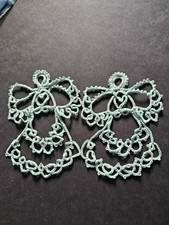 Tatting Tatted Angel Pair made with Baby Blue size 10 thread