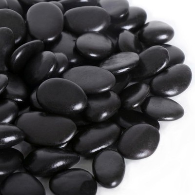 2.2LB Black Rock, Small River Stones Pebbles for Plants, Vases, Landscaping,