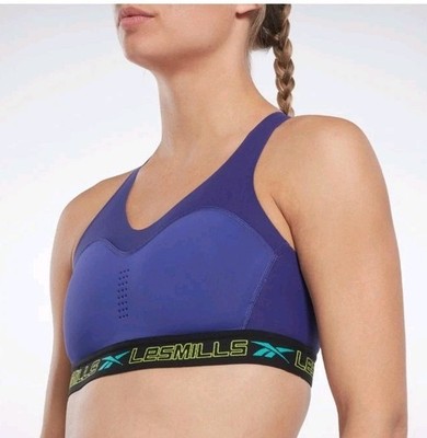 Les Mills Reebok PureMove+ Bra Sz S/M Purple Green