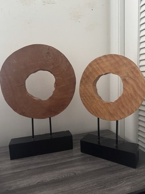 Uttermost Ashlea Wood Sculpture Set of 2 Natural Teak Root Modern Abstract 20.5
