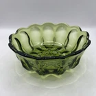 Anchor Hocking Vintage Fairfield Avocado Green Pressed Glass Bowl