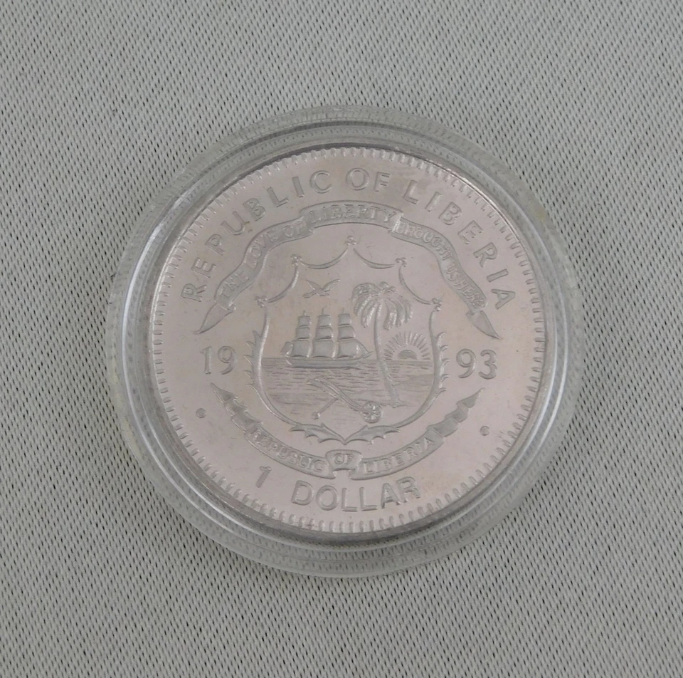 1993 Nolan Ryan Seven Career No-Hitters Liberia One Dollar Silver Coin #7686 - Image 2 of 4