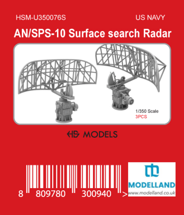 HS Model AN/SPS-10 Surface Search Radar 1/350 US Navy 3pcs HSM-U350076S