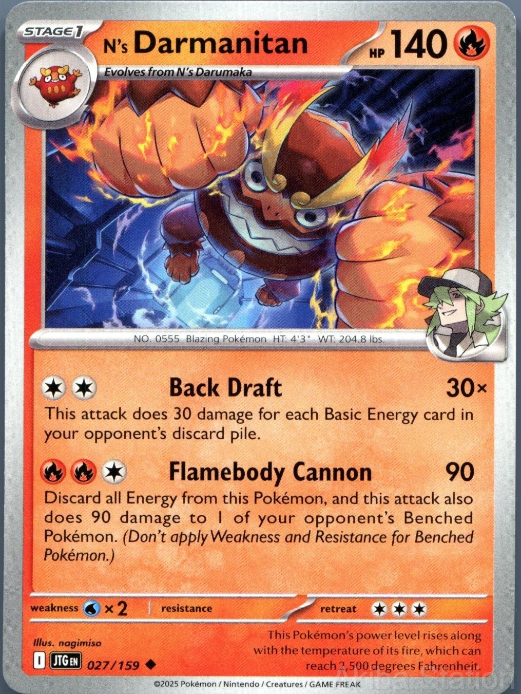 N'S DARMANITAN 027/159 UNCOMMON JOURNEY TOGETHER POKEMON NM
