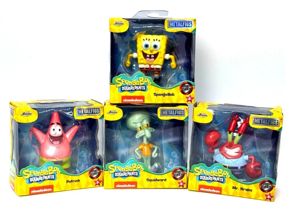Bob Esponja Pantalones Cuadrados Figuras de Metal Juego Completo de 4 Figuras Fundidas a Presión Juguetes Jada NUEVO Foto 2 de 4