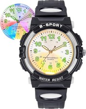 Kids Analog Watch with 7 Color Night Lights Waterproof Soft Strap Ages 5-18