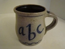 1993 Rowe Pottery Works Salt Glazed Child's ABC Mug
