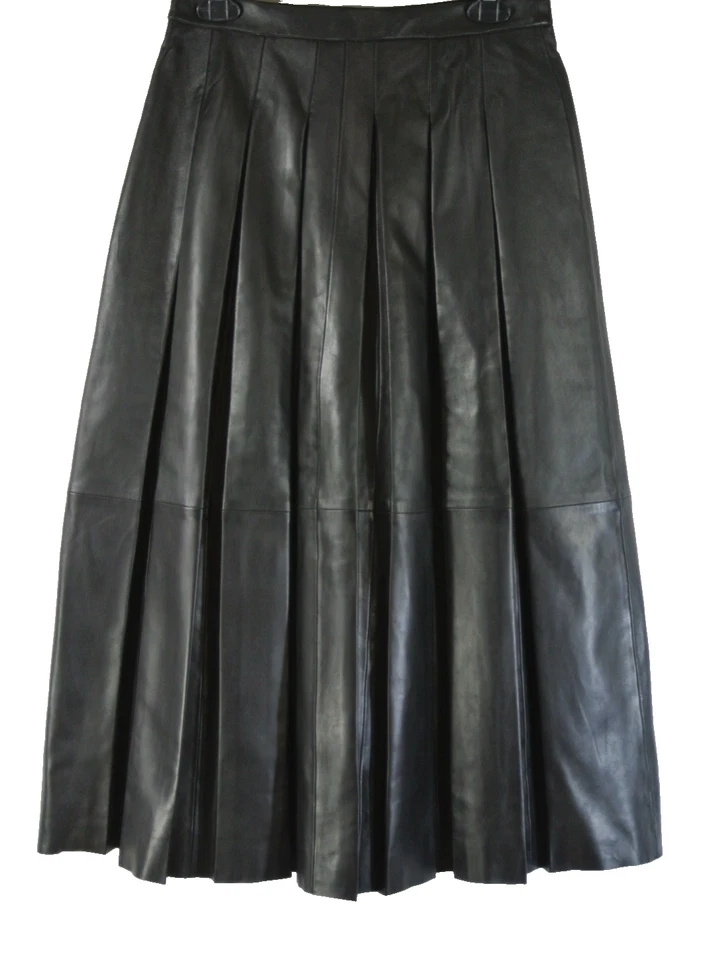 NEW, Nordstrom Pleated Leather Skirt in Black Size M - Image 3 of 4