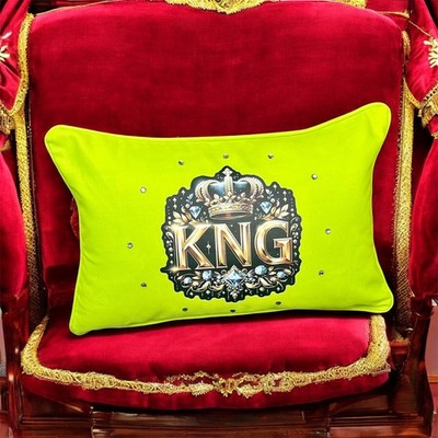 ''König'' individuelles Geschenkkissen 12x18'' dekorativer Swarovski Kristall verzierter Überwurf