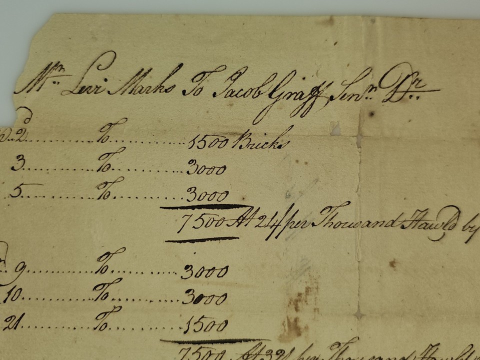 1773 Brick Ledger Jewish Patriot Levi Marks, Washington Supporter