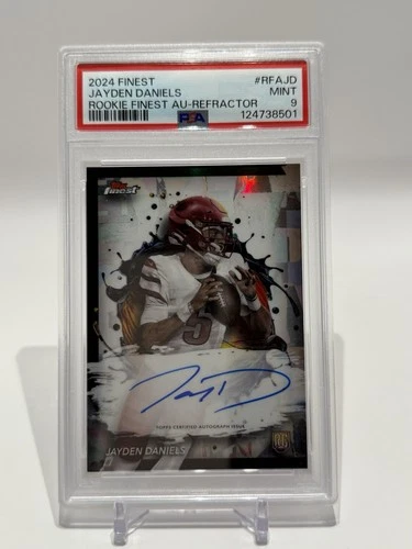 2024 TOPPS FINEST ROOKIE AUTO REFRACTOR JAYDEN DANIELS ROOKIE PSA 9
