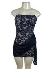 Fashion Nova Womens Black Lace Strapless Mini Dress Size S - New