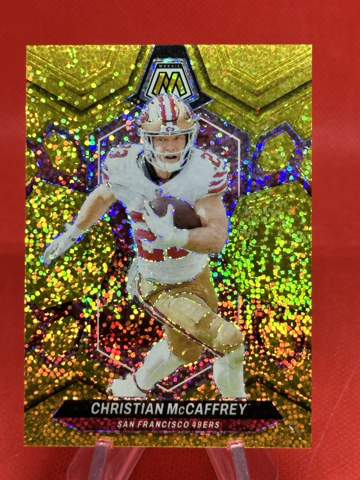 2024 Panini Mosaic #191 CHRISTIAN MCCAFFREY Gold Sparkle *SSP* #05/24 - SF 49ERS