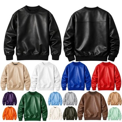 Men s Premium Leather Hoodie Sweatshirt Handmade Genuine Lambskin Leather Jacket