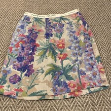 FLOREAT Anthropologie Linen Blend Vibrant Color Floral Print Straight Skirt Sz 2