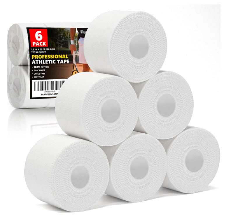 Professional 6 Pack White Athletic Sports Tape - 1.5 Inch × 27 Feet per Roll | T