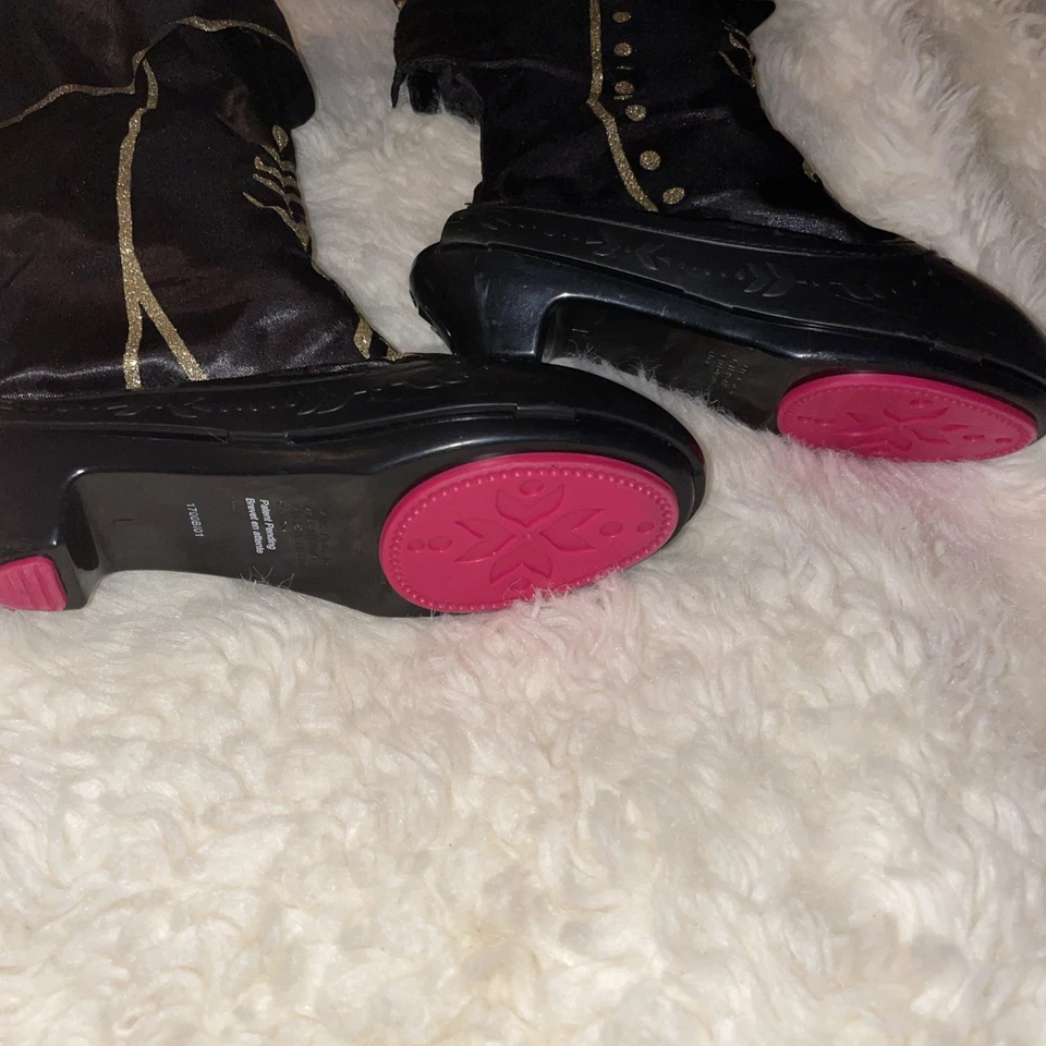Disney Frozen Little Girls Anna Black Dress up Play Boots Shoes Size One Size - Image 3 of 4
