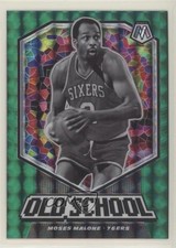 2019-20 Panini Mosaic Old School Green Mosaic Prizm Moses Malone #7 HOF 02v3