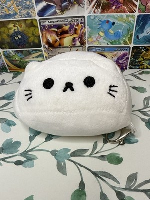 Kawaii White Cat Plush Keychain Clip Soft Stuffed Cat 3.5x6 