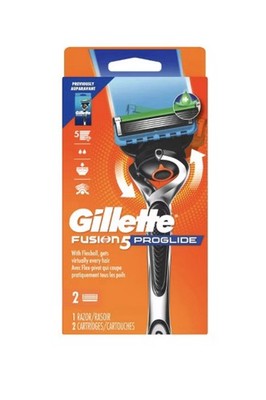 Gillette Fusion5 Cartridge Razor, 5 Blades, Pivoting Head, 2 Cartridges