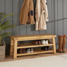 Hallway Shoe Bench Marbury Classic Oak Small Trestle Storage Home Furniture