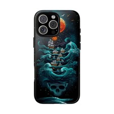 For iPhone / Galaxy / Pixel Skull Pirate Ship Waves Phone Case